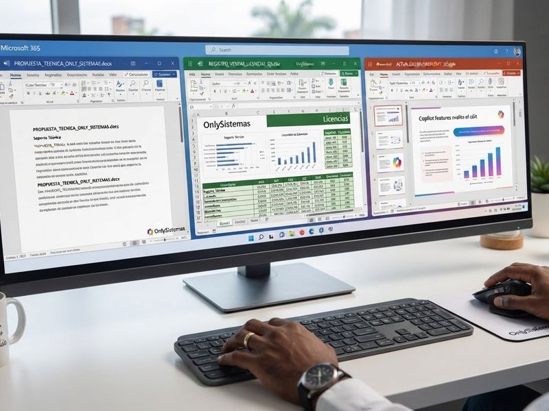 Microsoft Office en un monitor de escritorio